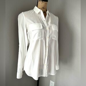 Express Classic White Button-Up Blouse - XS